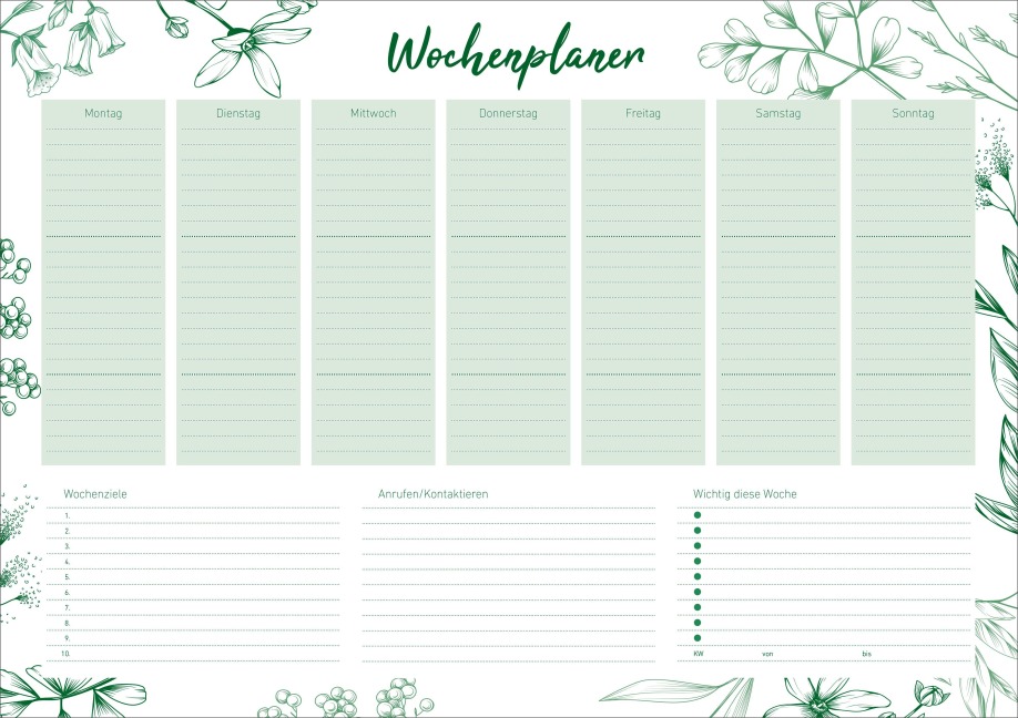 Schreibunterlage Design mit Wochenplan - 
