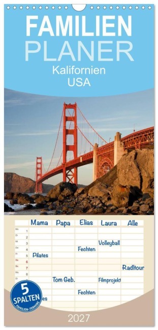 Familienplaner 2027 - Kalifornien USA mit 5 Spalten (Wandkalender, 21 x 45 cm) CALVENDO - Peter Schickert
