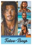 Cover-Bild zum Titel 'Tattoo-Boys. Coole Jungs am Meer (Wandkalender 2026 DIN A2 hoch), CALVENDO Monatskalender' von 'Rose Hurley'