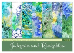Cover-Bild zum Titel 'Jadegrün und Königsblau - Zauberhafte Aquarellexperimente in Grün und Blau (Wandkalender 2026 DIN A2 quer), CALVENDO Monatskalender' von 'Michaela Schimmack'