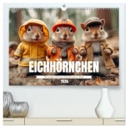 Cover-Bild zum Titel 'Eichhörnchen - Die lustigen Tiere und ihre Berufe im Wald (hochwertiger Premium Wandkalender 2026 DIN A2 quer), Kunstdruck in Hochglanz' von 'Mb Fotografie'