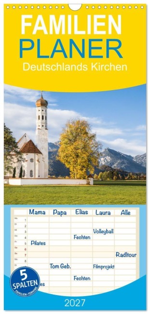 Familienplaner 2027 - Deutschlands Kirchen mit 5 Spalten (Wandkalender, 21 x 45 cm) CALVENDO - Dietmar Scherf