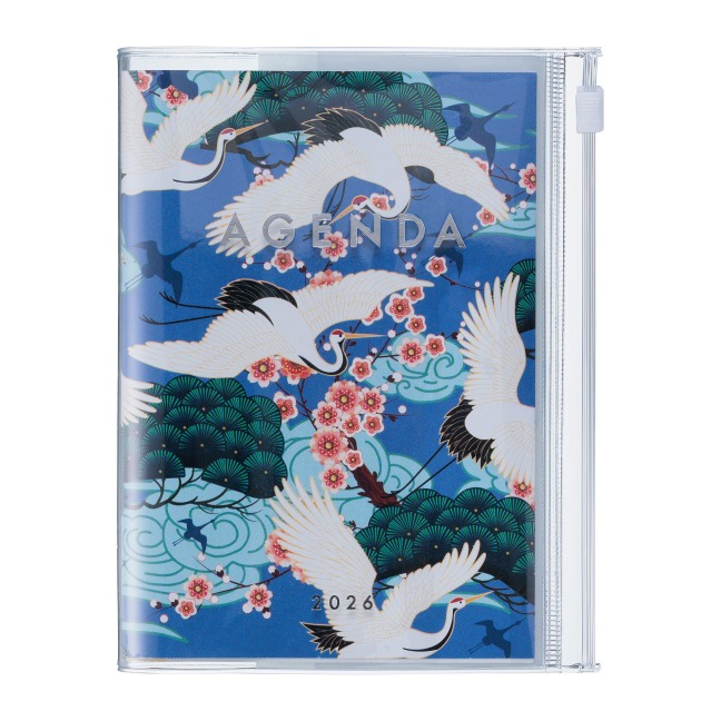 MARK'S 2025/26 Taschenkalender, A6 Japan / Birds // Blue - 