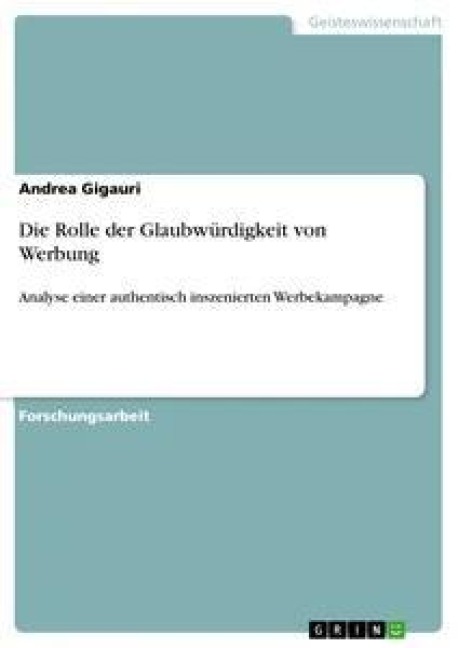 Die Rolle der Glaubwürdigkeit von Werbung - Andrea Gigauri