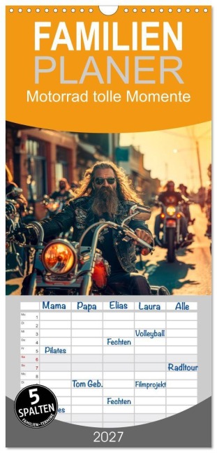 Familienplaner 2027 - Motorrad tolle Momente mit 5 Spalten (Wandkalender, 21 x 45 cm) CALVENDO - Peter Roder