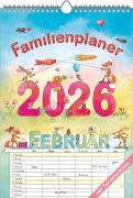 Familienplaner Cartoon 2026- Bildkalender 23,7x34 cm - 6 Spalten - Kalender mit Platz für Notizen - mit vielen Zusatzinformationen - Wandkalender - 