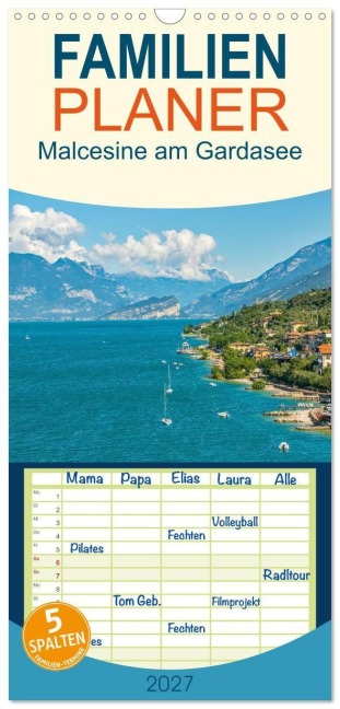 Familienplaner 2027 - Malcesine am Gardasee mit 5 Spalten (Wandkalender, 21 x 45 cm) CALVENDO - Nina Schwarze