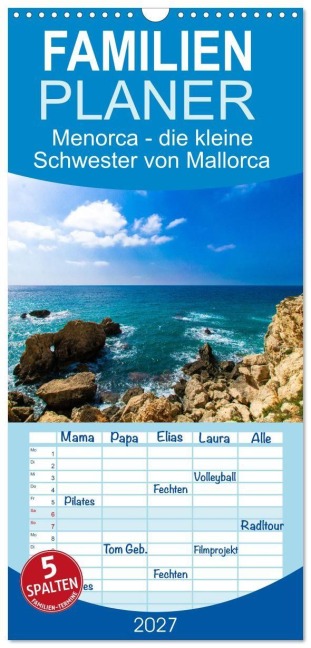 Familienplaner 2027 - Menorca - die kleine Schwester von Mallorca mit 5 Spalten (Wandkalender, 21 x 45 cm) CALVENDO - Franziska Brückmann