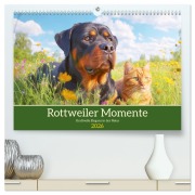 Cover-Bild zum Titel 'Rottweiler Momente. Kraftvolle Eleganz in der Natur (hochwertiger Premium Wandkalender 2026 DIN A2 quer), Kunstdruck in Hochglanz' von 'Rose Hurley'