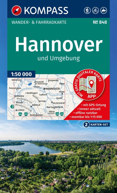 KOMPASS Wanderkarten-Set 848 Hannover und Umgebung (2 Karten) 1:50.000 - 