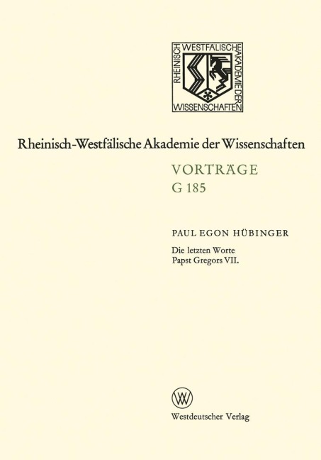 Die letzten Worte Papst Gregors VII - Paul Egon Hübinger