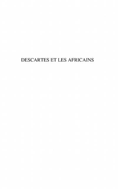 Descartes et les africains - Ernest Menyomo