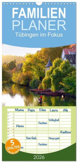 Familienplaner 2026 - Tübingen im Fokus mit 5 Spalten (Wandkalender, 21 x 45 cm) CALVENDO - Klaus-Peter Huschka
