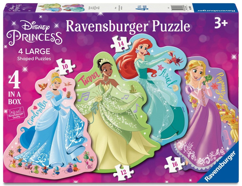 Ravensburger Kinderpuzzle 03082 - Liebe das Leben! - 4 konturgeformte Puzzles mit 10, 12, 14 und 16 großen, stabilen Puzzleteilen, für kleine Disney-Fans ab 3 Jahren - 