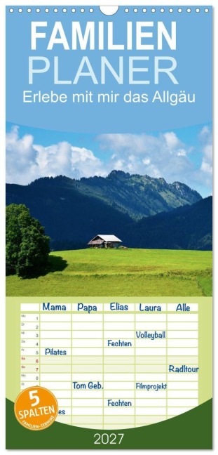 Familienplaner 2027 - Erlebe mit mir das Allgäu mit 5 Spalten (Wandkalender, 21 x 45 cm) CALVENDO - Nadine Büscher