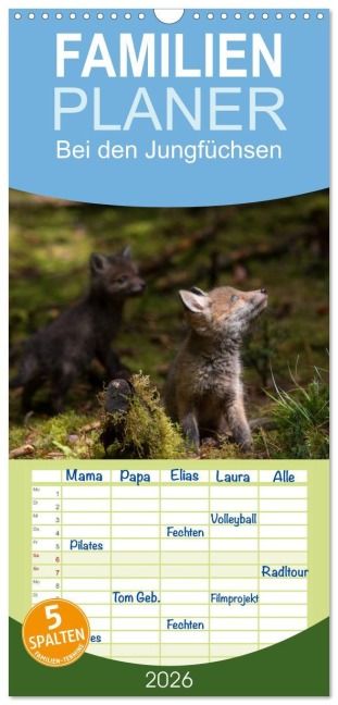 Familienplaner 2026 - Bei den Jungfüchsen mit 5 Spalten (Wandkalender, 21 x 45 cm) CALVENDO - N. Wilhelm