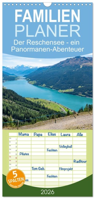 Familienplaner 2026 - Der Reschensee - ein Panormanen-Abenteuer mit 5 Spalten (Wandkalender, 21 x 45 cm) CALVENDO - Bernd Hermann