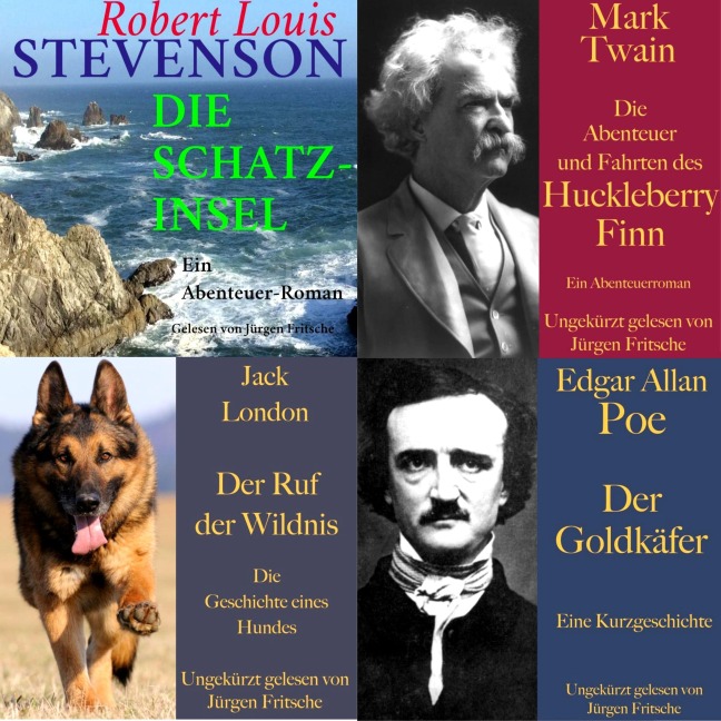 Die Abenteuer Box: 4 Hörbuch-Klassiker - Jack London, Edgar Allan Poe, Robert Louis Stevenson, Mark Twain