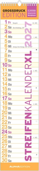 GROSSDRUCK Streifenplaner XL 2027 - 