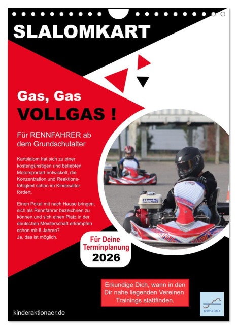Slalomkart - Gas, Gas, Vollgas! 2026 (Wandkalender 2026 DIN A4 hoch), CALVENDO Monatskalender - Kinderaktionär Kinderaktionär