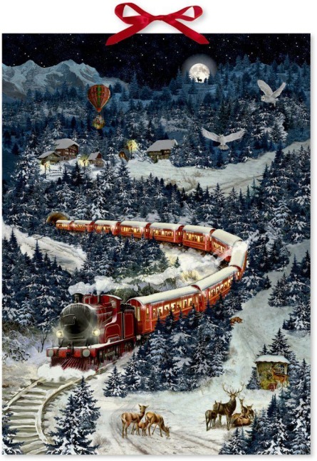 Wand-Adventskalender - Weihnachtsexpress in Winterlandschaft - 