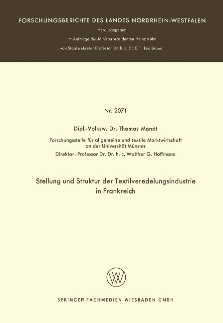 Stellung und Struktur der Textilveredelungsindustrie in Frankreich - Thomas Mandt