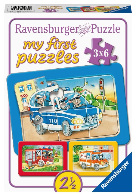 Ravensburger Kinderpuzzle - Tiere im Einsatz - 3x6 Teile Rahmenpuzzle für Kinder ab 2,5 Jahren - 