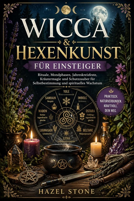 Wicca & Hexenkunst für Einsteiger: Rituale, Mondphasen, Jahreskreisfeste, Kräutermagie und Schutzzauber für Selbstbestimmung und spirituelles Wachstum - Hazel Stone