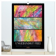 Ungebändigt frei - Abstrakte Malerei - dynamische Linien in leuchtenden Farbräumen (hochwertiger Premium Wandkalender 2026 DIN A2 hoch), Kunstdruck in Hochglanz - Michaela Schimmack