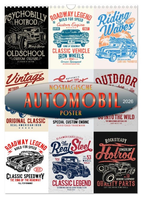 Automobile - nostalgische Poster (Wandkalender 2026 DIN A3 hoch), CALVENDO Monatskalender - Peter Roder