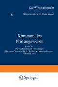Cover-Bild zum Titel 'Kommunales Prüfungswesen' von 'Hans Sendel'