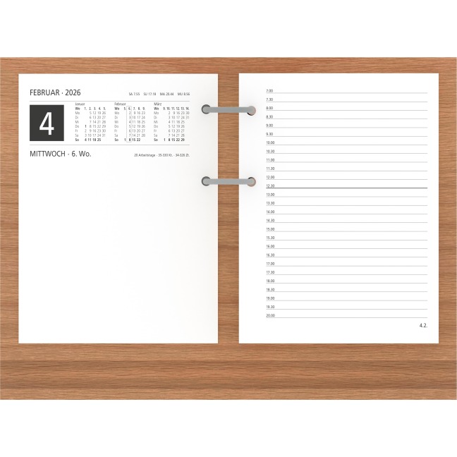 Holzuntersatz für Umlege-Kalender - 24,5x18,5 cm - mit Stiftablage - sehr stabil - 333-0000 - 