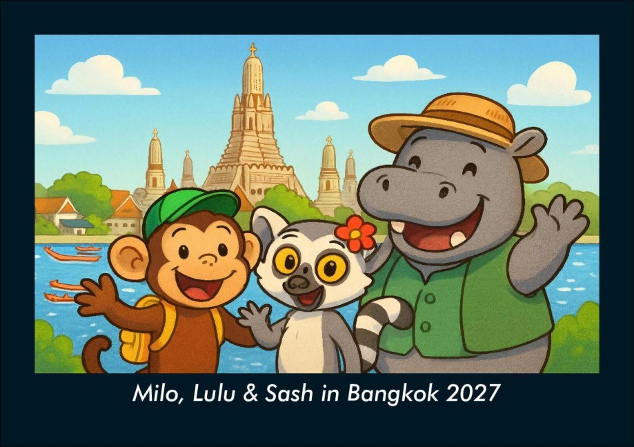 Milo, Lulu & Sash in Bangkok 2027 Fotokalender DIN A5 - Tobias Schmitt, Kevin Heber