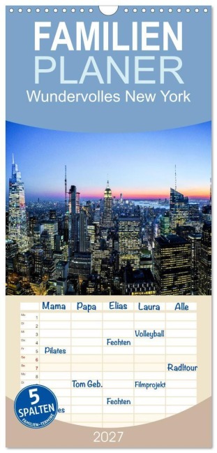 Familienplaner 2027 - Wundervolles New York mit 5 Spalten (Wandkalender, 21 x 45 cm) CALVENDO - Johannes Tomaschko