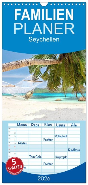 Familienplaner 2026 - Seychellen mit 5 Spalten (Wandkalender, 21 x 45 cm) CALVENDO - Jenny Sturm