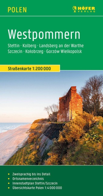Westpommern, Straßenkarte 1:200.000, Höfer Verlag - 