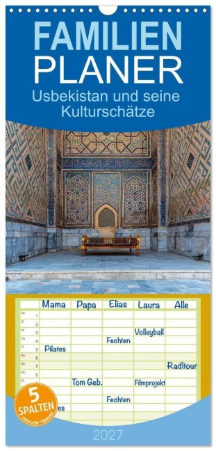 Familienplaner 2027 - Usbekistan und seine Kulturschätze mit 5 Spalten (Wandkalender, 21 x 45 cm) CALVENDO - Karin Stein