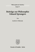 Cover-Bild zum Titel 'Beiträge zur Philosophie Eduard Sprangers.' von ''