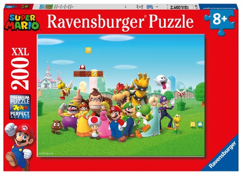Ravensburger Kinderpuzzle 12993 - Super Mario Abenteuer 200 Teile XXL - Puzzle für Kinder ab 8 Jahren - 