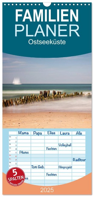Familienplaner 2025 - Ostseeküste mit 5 Spalten (Wandkalender, 21 x 45 cm) CALVENDO - 