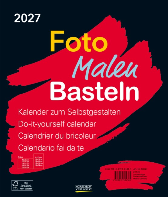 Foto-Malen-Basteln Bastelkalender schwarz groß 2027 - 