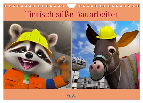 Tierisch süße Bauarbeiter (Wandkalender 2024 DIN A4 quer), CALVENDO Monatskalender - Babett Paul - Babetts Bildergalerie