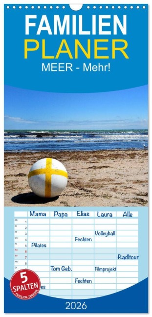 Familienplaner 2026 - MEER - Mehr! mit 5 Spalten (Wandkalender, 21 x 45 cm) CALVENDO - 