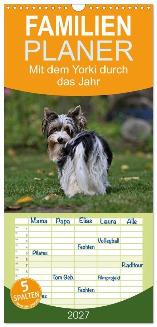 Familienplaner 2027 - Mit dem Yorki durch das Jahr mit 5 Spalten (Wandkalender, 21 x 45 cm) CALVENDO - Friedhelm Bauer