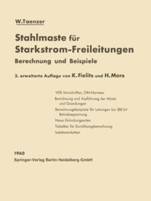 Stahlmaste für Starkstrom-Freileitungen - W. Taenzer