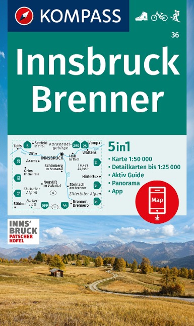 KOMPASS Wanderkarte 36 Innsbruck, Brenner 1:50.000 - 