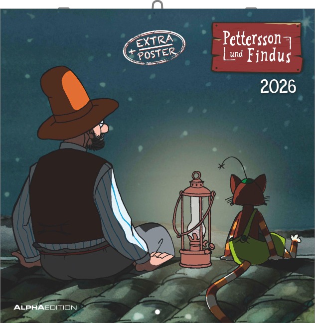 Pettersson & Findus 2026 - Broschürenkalender 30x30 cm (30x60 geöffnet) - Kalender mit Platz für Notizen - mit herausnehmbarem Poster - Wandkalender - 