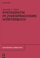 Syntagmatik im zweisprachigen Wörterbuch - Benedikt A. Model