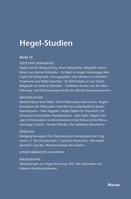 Hegel-Studien Band 12 - 
