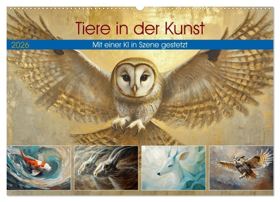 Tiere in der Kunst (Wandkalender 2026 DIN A2 quer), CALVENDO Monatskalender - Steffen Gierok-Latniak